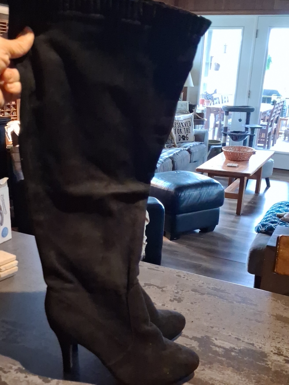 Women's Black Knee-High Heeled Boots